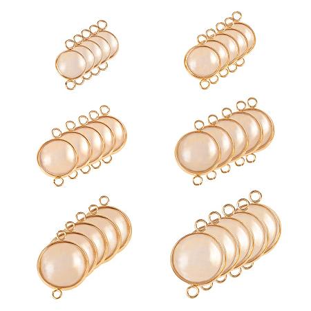 PH PandaHall 30 pcs 6 Sizes 304 Stainless Steel Bezel Pendant Blanks Golden Pendant Trays with 30 pcs 10/12/14/16/18/20mm Clear Glass Cabochons Dome Tiles for Jewelry Making DIY Findings