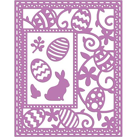 GLOBLELAND Baby Bunny Background Large Metal Cutting Dies Easter Eggs Stencils for DIY Scrapbooking Easter Cards Making Album Envelope Decoration,Matte Platinum