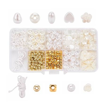 ARRICRAFT DIY Jewelry Set Making, Bracelet with ABS Plastic Imitation Pearl Beads, CCB Plastic Beads and Waxed Cotton Thread Cord, Mixed Color, 385Pcs/Box