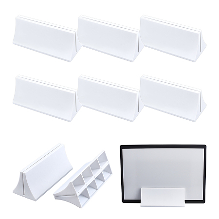 Arricraft 6Pcs Triangle Plastic Card Holders, Price Tag Name Stand, White, 60x150x60mm