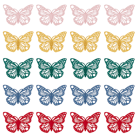 Arricraft 30Pcs 5 Colors Spray Painted Alloy Pendants, Butterfly, Mixed Color, 13x19x0.2mm, Hole: 1.6mm, 6pcs/color
