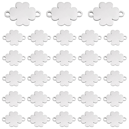 PandaHall Elite 30pcs Clover Charms Four Leaf Lucky Pendents Stainless Steel Charms 2 Holes Links Connectors for St. Patrick's Day DIY Necklace Bracelet, Crafting, Jewelry Findings Making Accessory