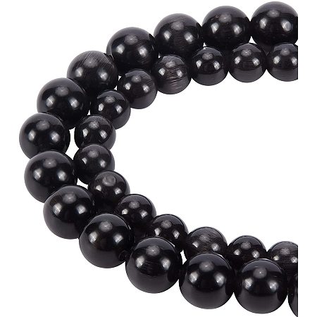 BENECREAT 8mm/10mm Black Cat Eye Beads Loose Beads Glass Beads for Necklace Bracelet Craft Making