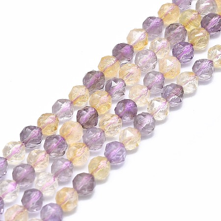 Natural Ametrine Beads Strands, Faceted, Round, 6mm, Hole: 0.8mm, about 59pcs/strand, 15.55 inch(39.5cm)