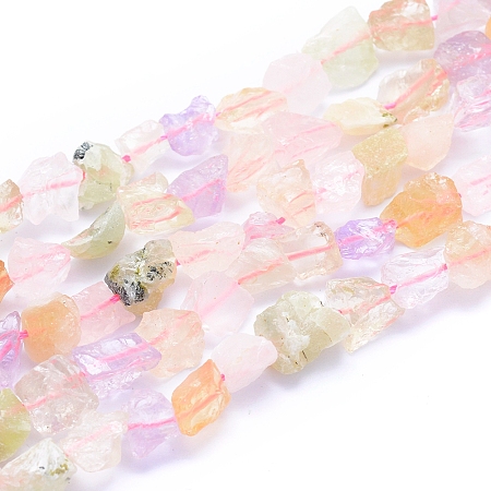 Honeyhandy Raw Rough Natural Mixed Quartz Beads Strands, Nuggets, 6~12x6~10x5~8mm, Hole: 0.7mm, about 48pcs/strand, 15.75 inch(40cm)