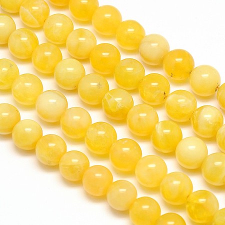 ARRICRAFT Natural Honey Calcite Round Bead Strands, 10mm, Hole: 1mm, about 40pcs/strand, 15.7 inches