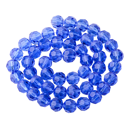 PandaHall Elite Faceted Round Imitation Austrian Crystal Bead Strands, Grade AAA, DeepSkyBlue, 8mm, Hole: 1mm; about 50pcs/strand, 15.7