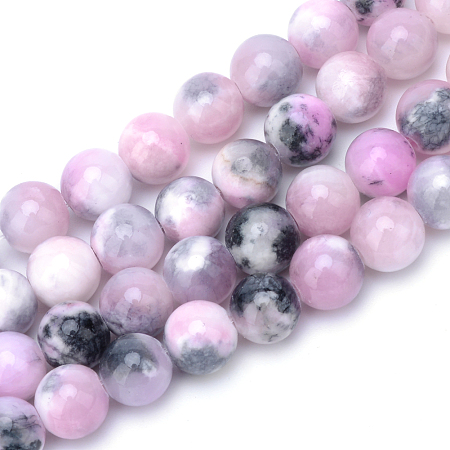 Honeyhandy Natural Dyed White Jade Gemstone Bead Strands, Round, Violet, 6mm, Hole: 1mm, about 66pcs/strand, 15.7 inch