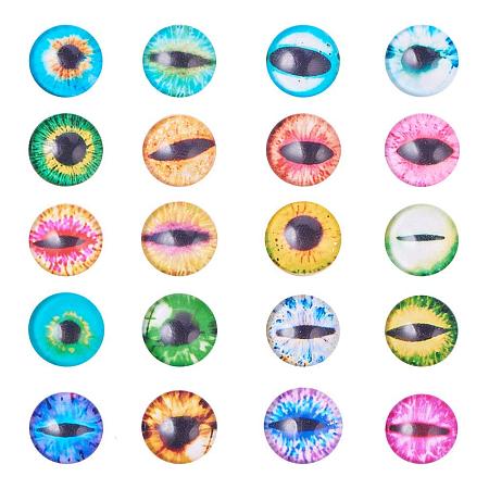 ARRICRAFT 1 Box(About 200pcs) 10mm Mixed Color Printed Half Round/Dome Glass Cabochons for Jewelry Making (Evil Eye)
