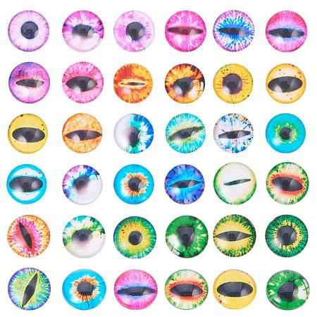 ARRICRAFT 1 Box(About 200pcs) 12mm Mixed Color Printed Half Round/Dome Glass Cabochons for Jewelry Making (Evil Eye)
