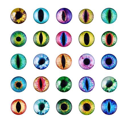 ARRICRAFT 1 Box(about 50pcs) 25mm Mixed Color Printed Half Round/Dome Glass Cabochons for Jewelry Making (Evil Eye)