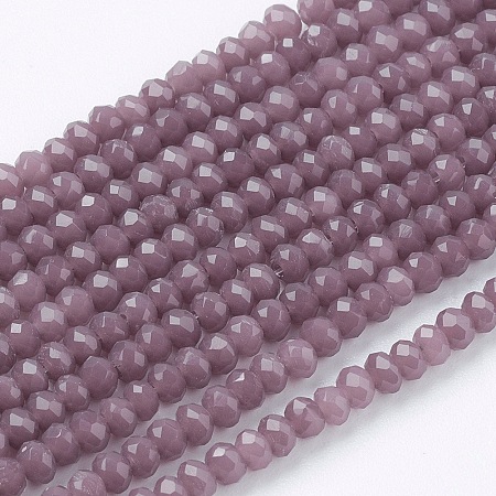 Honeyhandy Imitation Jade Glass Beads Strands, Faceted, Rondelle, Rosy Brown, 3x2~2.5mm, Hole: 0.5mm, about 186~190pcs/strand, 17 inch