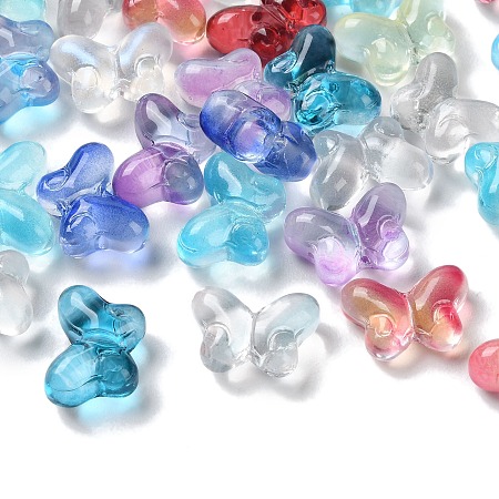 Honeyhandy Transparent Glass Beads, Butterfly, Mixed Color, 10x14x5.5mm, Hole: 1mm