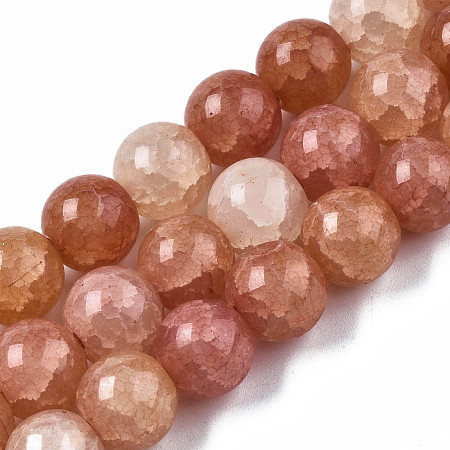 ARRICRAFT Transparent Crackle Glass Beads Strands, Long-Lasting Dyed & Heated, Round, Coral, 10x9.5mm, Hole: 1.5mm, about 41~42pcs/strand, 15.16 inch~15.55 inch(38.5cm~39.5cm)
