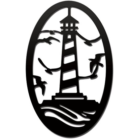 Arricraft Metal Wall Art Home Decor Ocean Lighthouse Wall Hanging Plaques Ornaments Iron Wall Art Sculpture Sign for Home Living Room Bedroom Office Decoration Black 7.48x11.8in