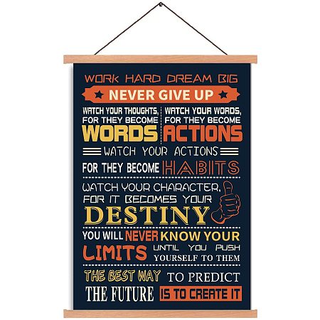 Arricraft Work Hard Dream Big Never Give Up Cotton Linen Hanging Painting Motivational Saying Art Print Colorful Inspirational Word Poster for Bedroom Living Room Home Office Decoration 44x28cm