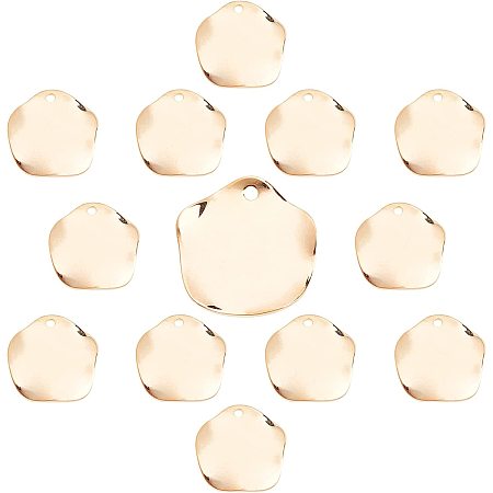 SUNNYCLUE 1 Box 20Pcs Stamping Blanks Round 18K Gold Plated Twist Style Disc Tag Brass Charms Bulk Flat Coin Pendants for Jewelry Making Charms Bracelets Necklaces Crafts Supplies