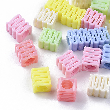 Arricraft Opaque Polystyrene(PS) Plastic Beads, Large Hole Beads, Cuboid, Mixed Color, 12.5x14x9mm, Hole: 7mm, about 500pc/500g