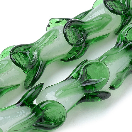 Honeyhandy Handmade Lampwork Beads, Vegetable, Green, 18~20x13~15x13~15mm