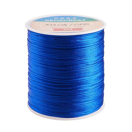 BENECREAT 1mm 200M (218 Yards) Nylon Satin Thread Rattail Trim Cord for Beading, Chinese Knot Macrame, Jewelry Making and Sewing - RoyalBlue