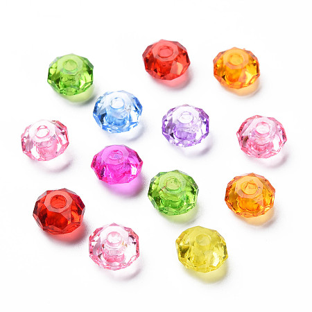 Honeyhandy Transparent Acrylic Beads, Flat Round, Mixed Color, 8x5mm, Hole: 2mm, about 2800pcs/500g