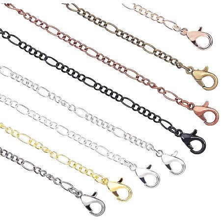 Arricraft 40 Strands 8 Color Necklace Chain Bulk for Jewelry Making, Figaro Necklace Chains Cable Chain Link Necklace with Lobster Clasps for Pendant Necklace Making