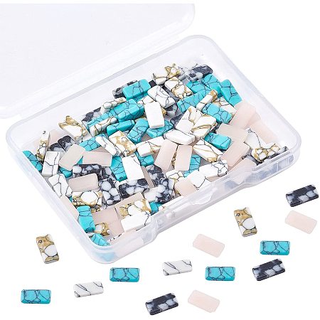 OLYCRAFT 125pcs Synthetic Turquoise Epoxy Resin Supplies 8x4x1.8mm Rectangle Shape Synthetic Turquoise Charms for Jewellery Making DIY Crafts Nail Art Decoration - 5 Colors
