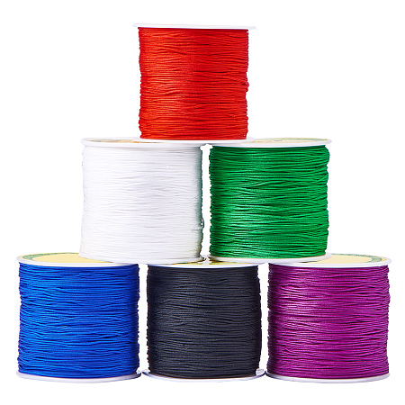 PandaHall Elite 6 Colors 0.8mm Nylon Beading String Knotting Cord, Chinese Knotting Cord Nylon Shamballa Macrame Thread Beading Cord, 100 Yard (91m) / roll
