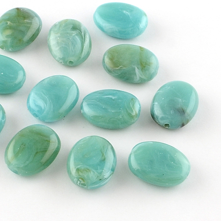 Honeyhandy Oval Imitation Gemstone Acrylic Beads, Medium Turquoise, 19x15x7mm, Hole: 2mm, about 330pcs/500g