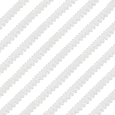 OLYCRAFT 10 Yards Pearl Beaded Trim 10mm Wide White Pearl Lace Ribbon White Beaded Ribbon Trim Sewing Trim Fringe for Wedding Bridal DIY Sewing Crafts Home Decor Clothing Decoration