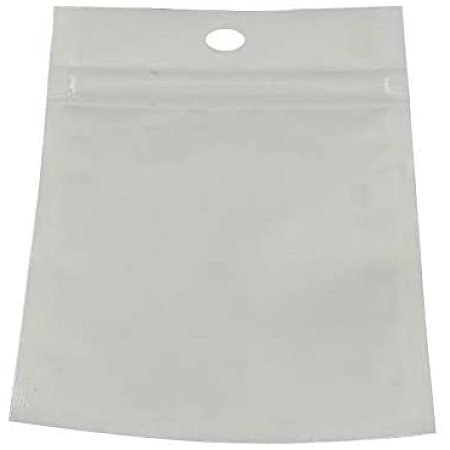 Pandahall Elite 100pcs Reclosable Ziplock Bags White Top Seal Cellophane Zipper Bags with Hanging Header for Candy Jewelry Crafts Storage 13x8cm