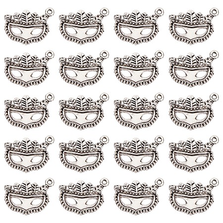 SUNNYCLUE 1 Box 50Pcs Mardi Gras Charms Masquerade Charms Party Antique Silver Tibetan Style Tiny Charm Feather Charms for Jewelry Making Charm Mardi Gras Carnival DIY Necklace Earrings Bracelet