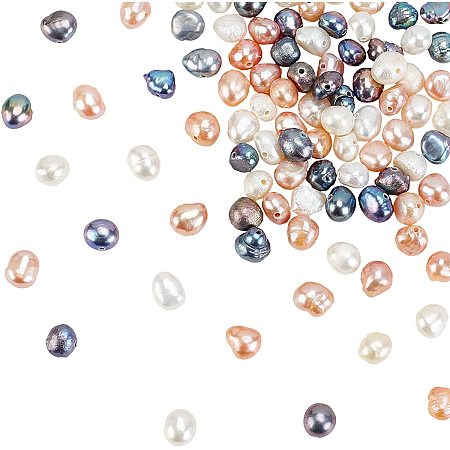 CHGCRAFT 90Pcs 3 Colors Natural Genuine Freshwater Cultured Pearl 5-7mm Natural Oval Freshwater Pearl Beads for Jewelry Making