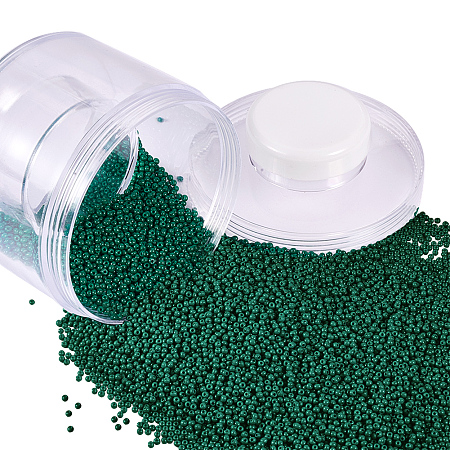 PandaHall Elite About 10000 Pcs 12/0 Glass Seed Beads Opaque DarkGreen Round Pony Bead Mini Spacer Beads Diameter 2mm with Container Box for Jewelry Making