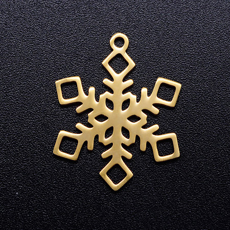 Honeyhandy 201 Stainless Steel Pendants, Snowflake, Christmas, Golden, 17x13x1mm, Hole: 1.5mm