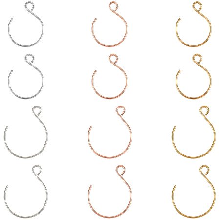 UNICRAFTALE About 48 Pieces 3 Colors 14/18mm Earring Hooks Stainless Steel Ear Wire Mixed Color Wire Earring Hooks Metal Jewelry Earring Findings for DIY Earring Jewelry Making