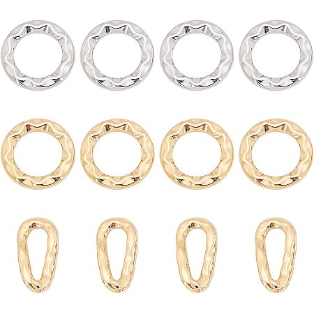 UNICRAFTALE 30pcs Round Oval Linking Rings 304 Stainless Steel Metal Circles Charms Links Jewelry Connectors for Earring Necklaces Bracelets Jewelry Making Golden and Stainless Steel Color