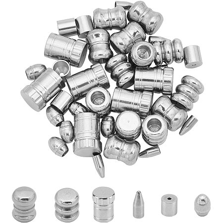 UNICRAFTALE About 60Pcs 6 Sizes Grooved Column Cord Ends Stainless Steel End Caps Leather Cord Ends Terminators for DIY Necklaces Bracelets Jewelry Making