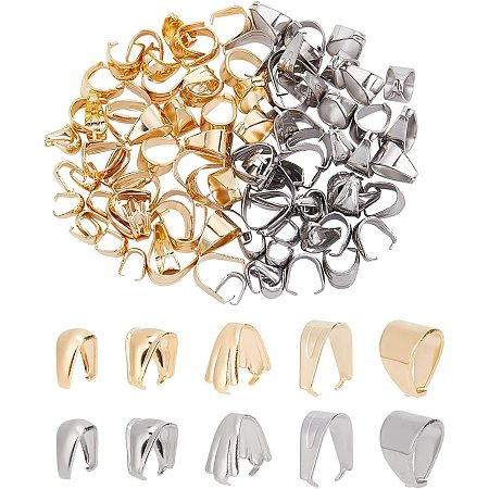 UNICRAFTALE About 100Pcs 5 Sizes 304 Stainless Steel Snap on Bails 2 Colors Pendant Clasps Connectors Pendant Bails for DIY Dangle Charms Necklaces Jewelry Making