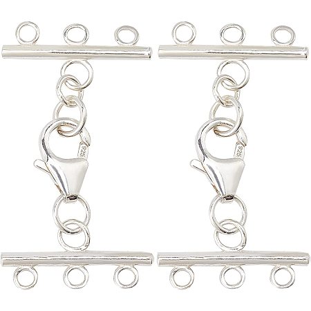 SUNNYCLUE 1 Box 2 Set Sterling Silver Lobster Claw Clasps with Cord Ends Necklace Bracelet Clasp Connector Extender Jewellery Accessories for DIY Jewellery Making Crafting