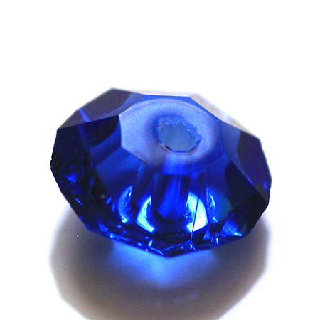 Honeyhandy Imitation Austrian Crystal Beads, Grade AAA, Faceted, Flat Round, Blue, 4.5x2.5mm, Hole: 0.7~0.9mm