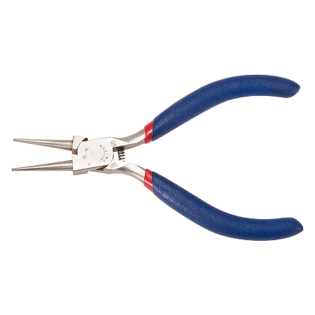 PandaHall Elite Blue Round Nose Plier 1 Set Size 125x53mm 316 Stainless Steel Jewelry Making Tool