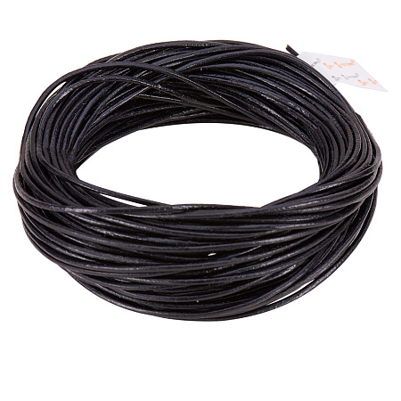 PandaHall Elite 1 Roll 1mm Black Cowhide Genuine Leather Cords For Bracelet Beading Jewelry Making 11 Yard