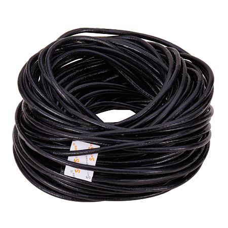 PandaHall Elite 1 Roll 2mm Cowhide Genuine Leather Cords For Bracelet Beading Jewelry Making 11 Yard Black