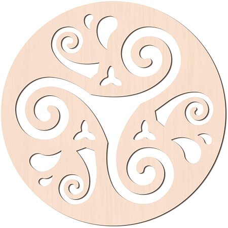 GLOBLELAND 12Inch Triskelion Wooden Wall Art Sacred Geometry Home Decor, Laser Cut Wooden Wall Sculpture for Wall Hanging Decor Art Home Decoration