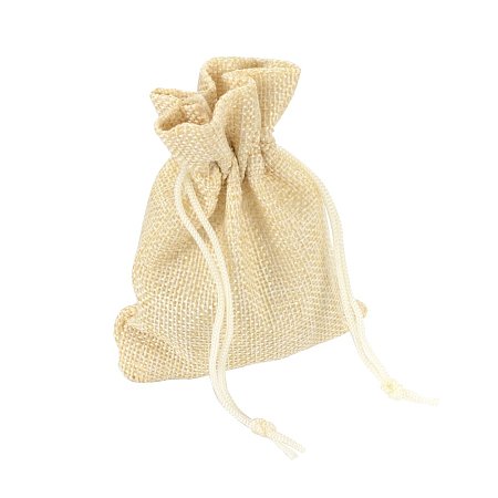 NBEADS 5 Pcs 9.0x6.7 Inch LightWheat Burlap Storage Bags Drawstring Bags Wedding Party Favors Jewelry Pouches Holiday Bags Gift Bags