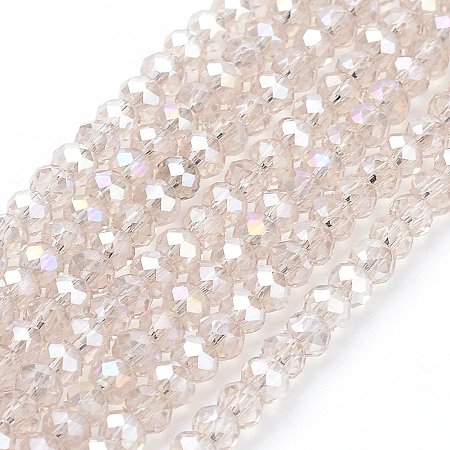 NBEADS 1 Strand 2.5mm LightBrown Transparent Crystal Glass Beads Strand about 197pcs/strand 16.9 Inch for Jewelry Making and Necklaces and Bracelets Beads