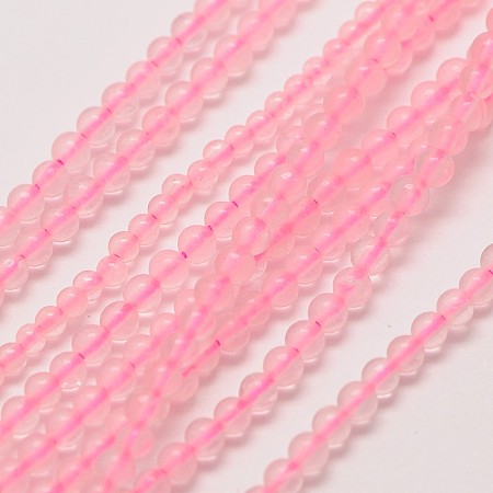 Honeyhandy Natural Rose Quartz Round Bead Strands, 2mm, Hole: 0.8mm, about 184pcs/strand, 16 inch