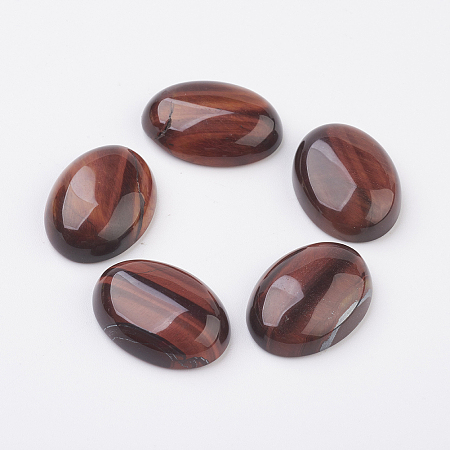 Honeyhandy Natural Red Tiger Eye Flat Back Cabochons, Oval, 40x30x8.5mm