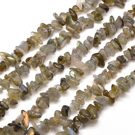 Honeyhandy Natural Labradorite Chip Bead Strands, 5~8x5~8mm, Hole: 1mm, about 31.5 inch